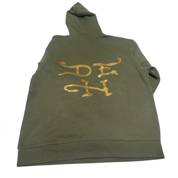 Ed Hardy Men’s Fleece Hoodie Green Skull Death Before Dishonor Size L NWT - Picture 3 of 5